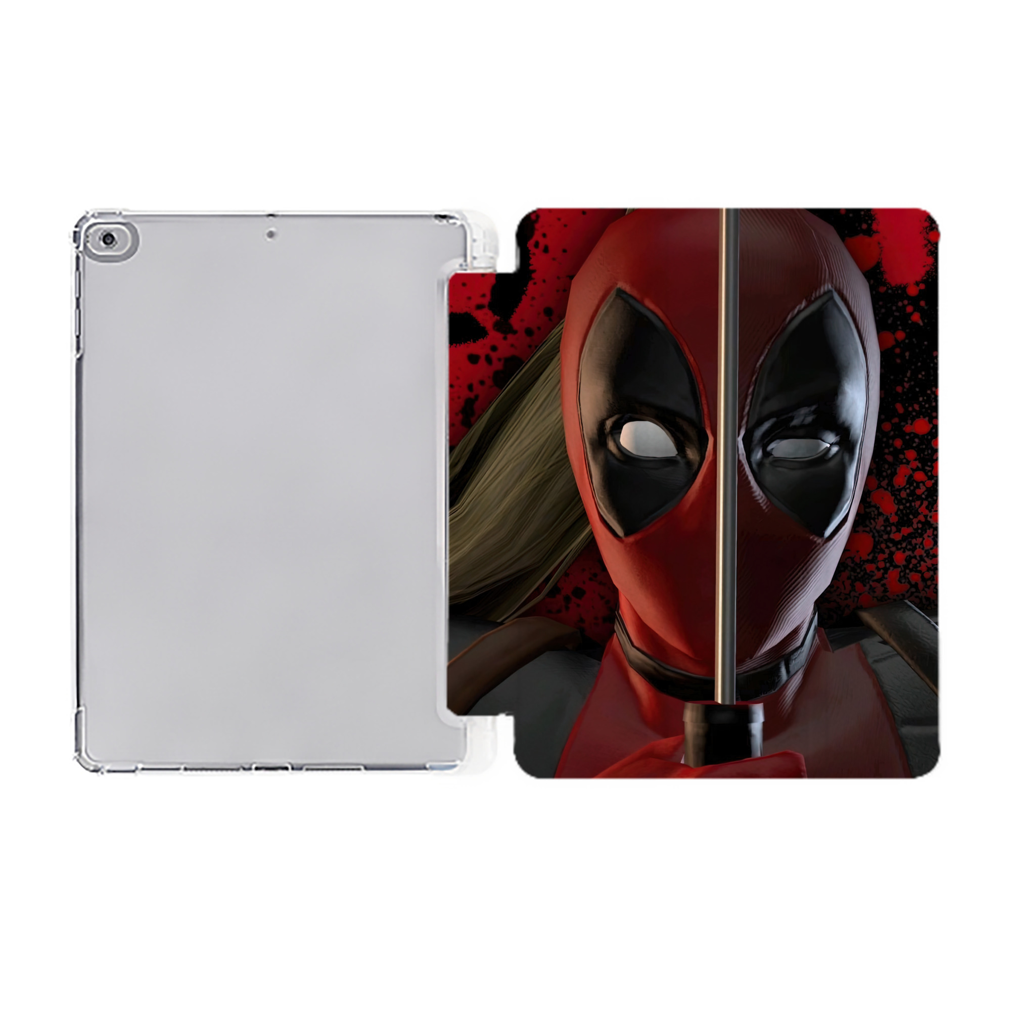 （画像用） Deadpool デッドプール IPad ケース ペン収納付き 三つ折りスタンド PUレザー×シリコン 対応機種9.5/10.5/10.9インチ